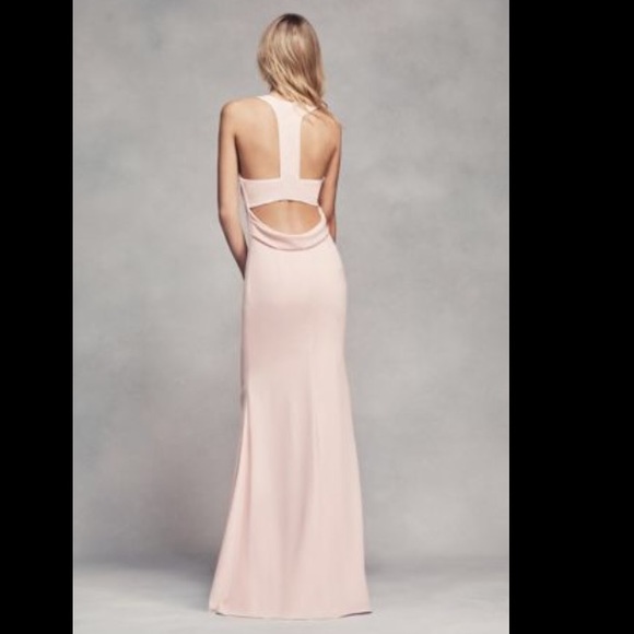 Long halter BRIDESMAID DRESS with skirt slit - Picture 2 of 3